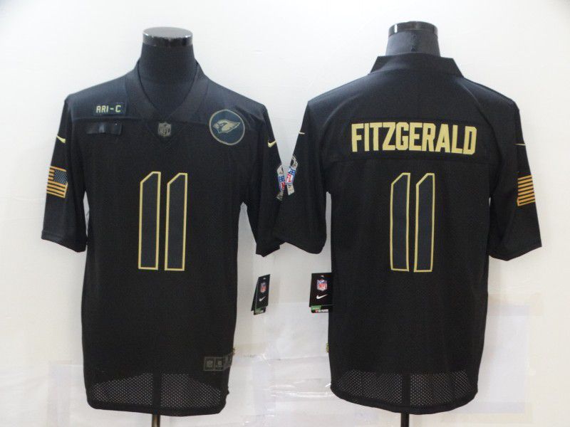 Men Arizona Cardinals #11 Fitzgerald Black gold lettering 2020 Nike NFL Jersey